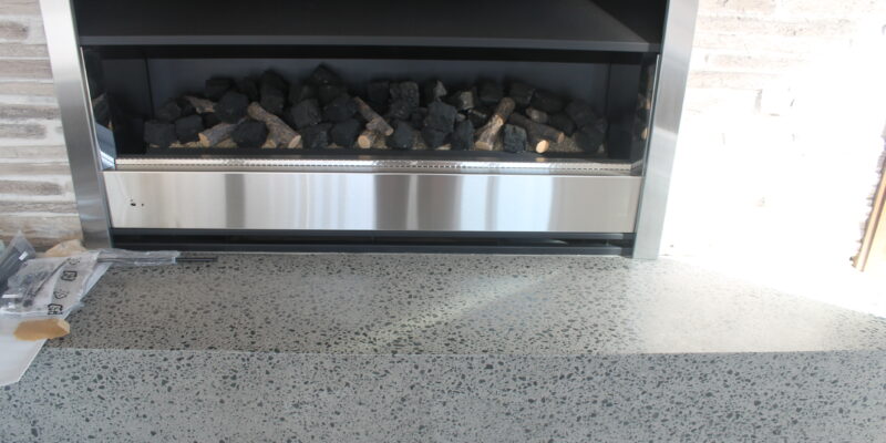 Honed and ground and sealed concrete bench