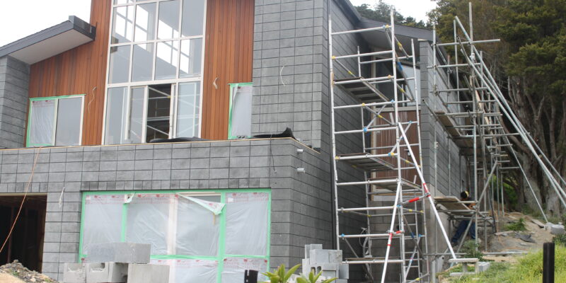 Honed Blockwork on House in Auckland