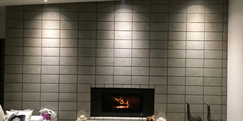 hone block internal wall around fireplace
