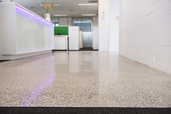 polished concrete office floor